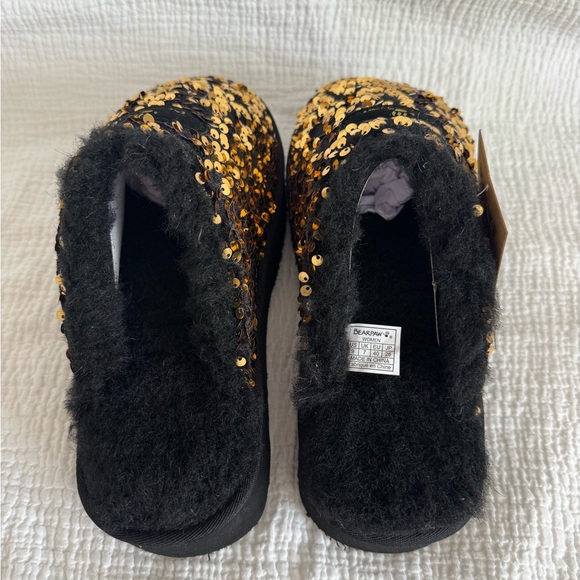 BearPaw Black and Gold Sequin Slippers - Picture 4 of 7